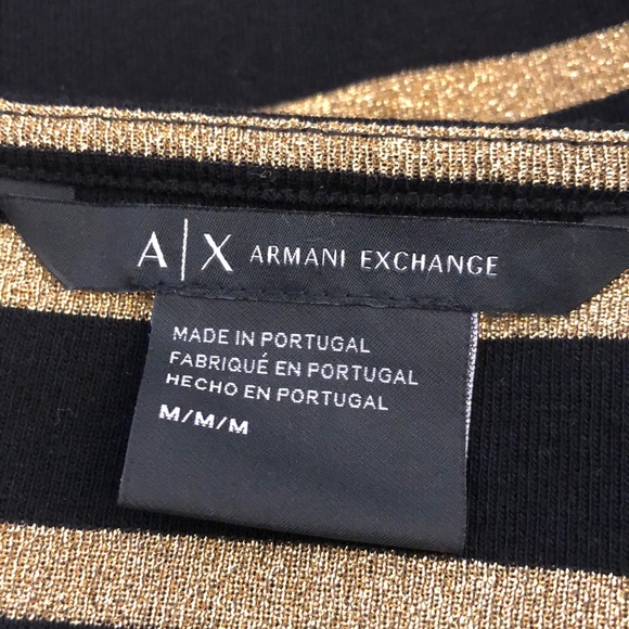 Armani Exchange Sparkly Black and Gold Striped Top - Picture 7 of 7